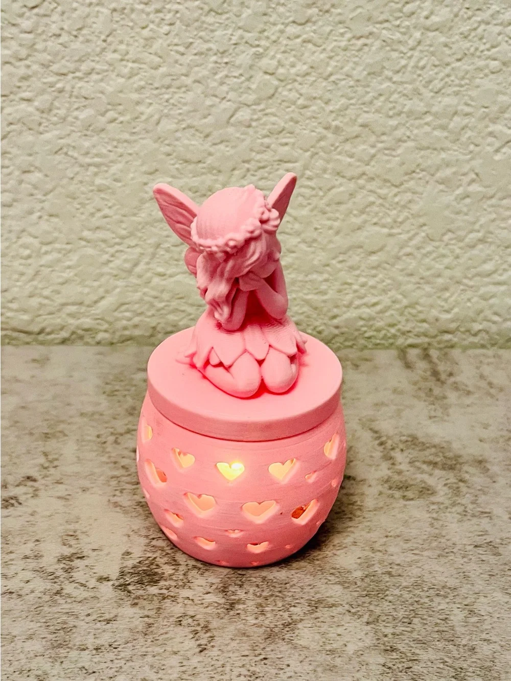 Pink Fairy Heart Tea Light Holder - Home Accents